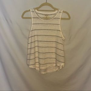 White and grey striped Madewell tank. 100% linen.